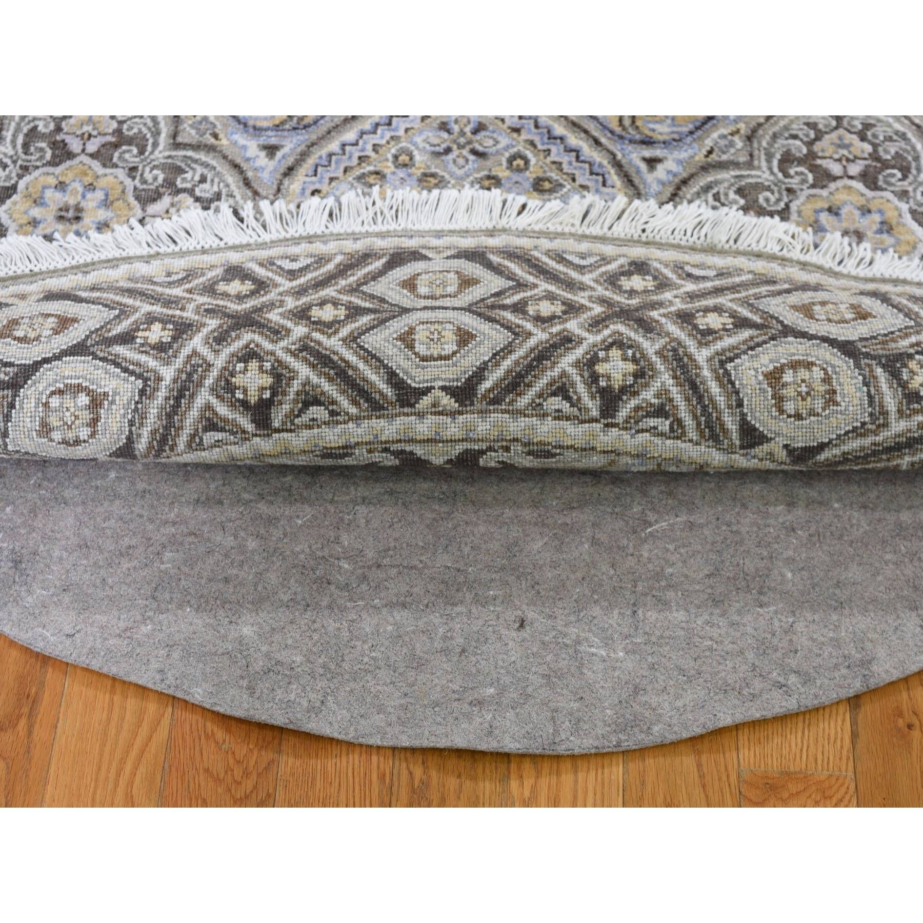 Shahbanu Rugs Brown and Gray Textured Wool and Silk Mughal Inspired